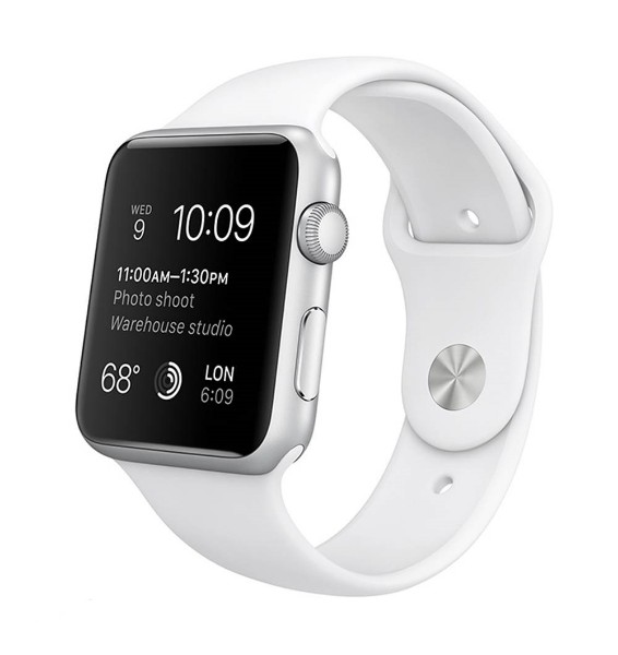 Apple Watch Series 1 42mm Silver Aluminum Case with White Sport Band (MNNL2)